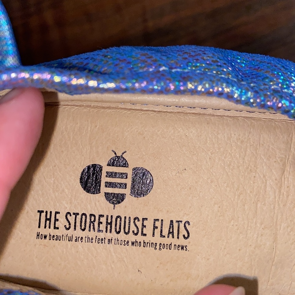 Brand New Leather Folding Ballet Flats Rainbow Shimmer Packable Shoes Like Tieks - Picture 8 of 15